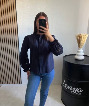 Blouse marine - Loevya - boutique blouse et chemises en ligne femme