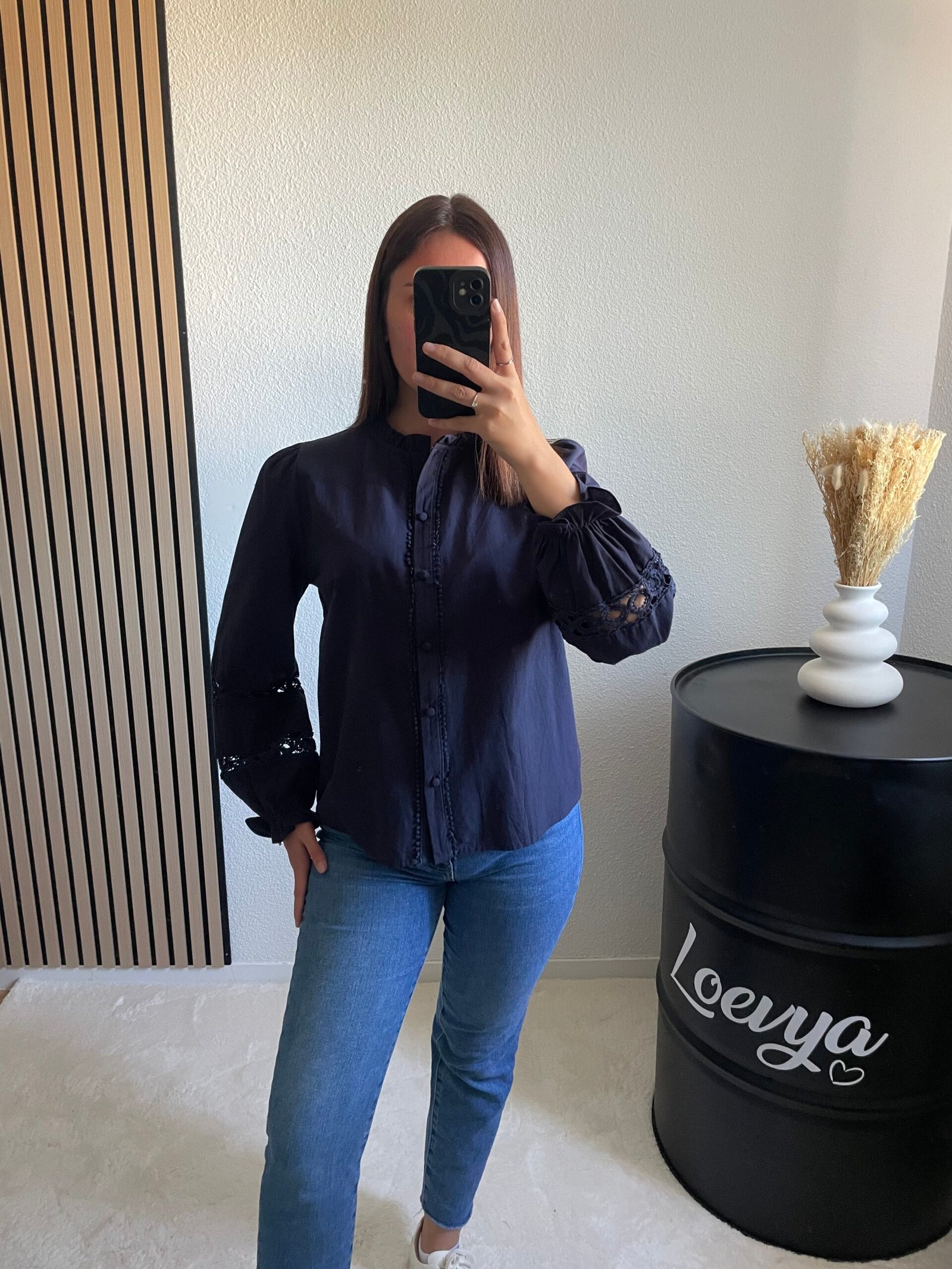 Blouse marine - Loevya - boutique blouse et chemises en ligne femme