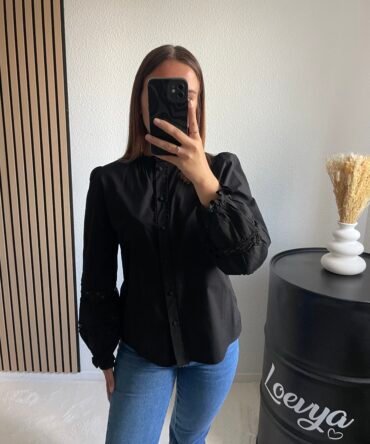 Blouse noir e-shop tendance - Loevya - Blouse noire