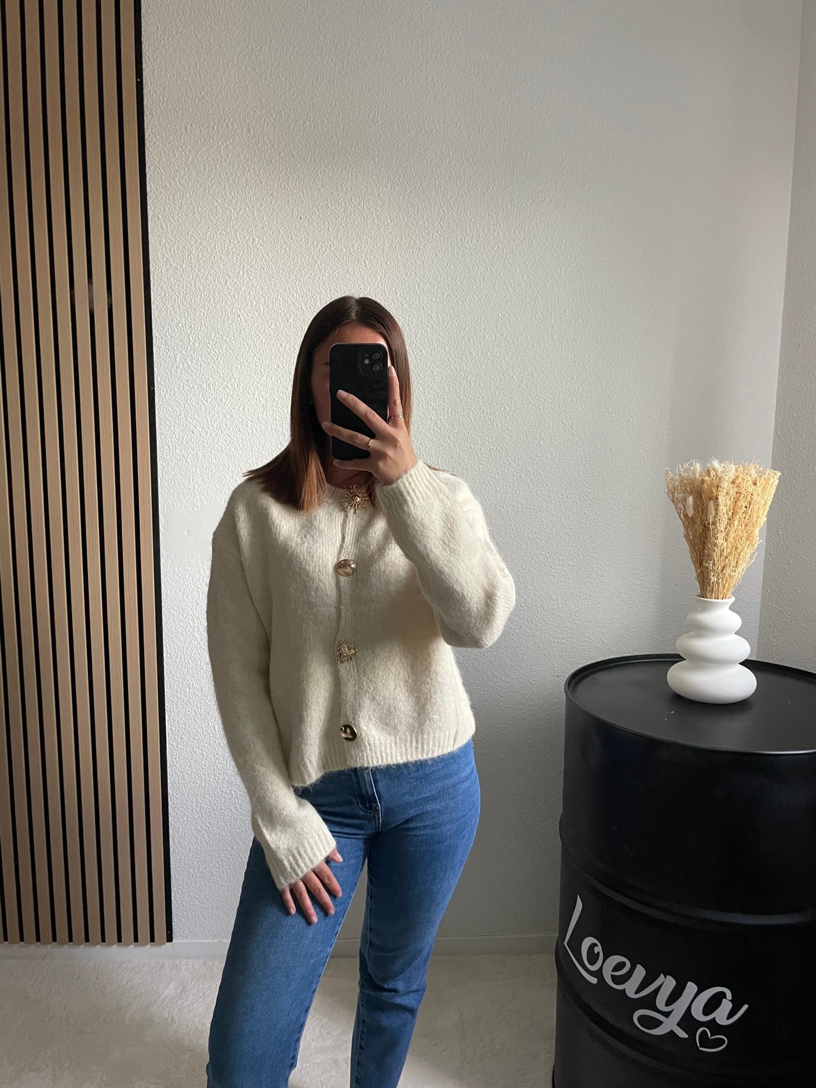 Gilet classe beige / blanc - Loevya - Tendance femme