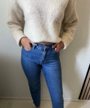 Jean mom coupé – Bleu Jean mom coupé – Bleu