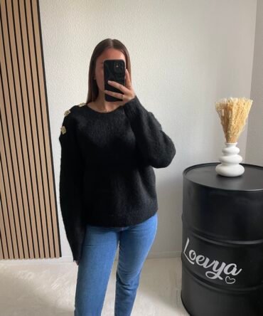 Pull détail doré – Noir