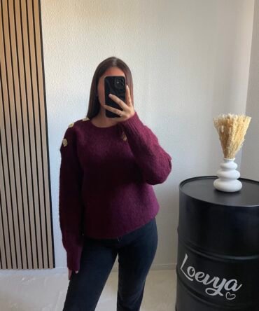 Pull détail doré – Bordeaux Pull détail doré – Bordeaux
