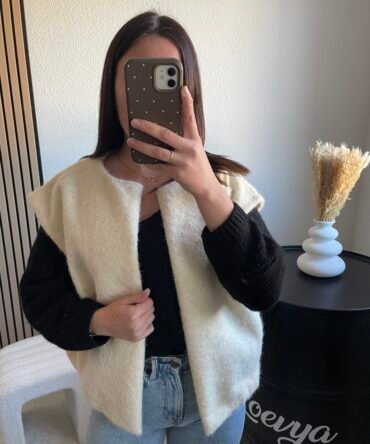 Veste sans manches Feutrine Ecru