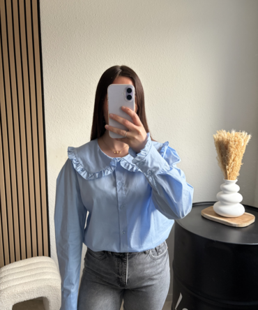 Chemise col Claudine – Bleu