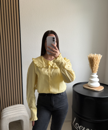 Chemise col Claudine – Jaune pastel