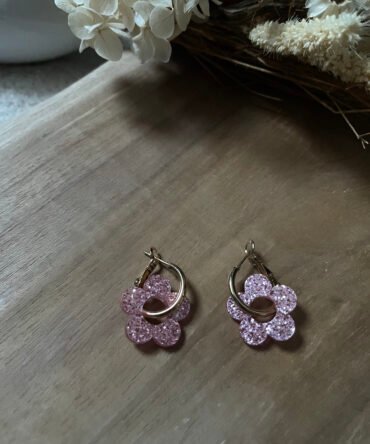 Boucles d&rsquo;oreilles Fleurs Rose