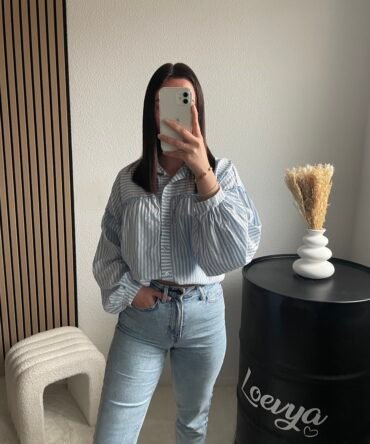 Chemisier Rayé – Bleu