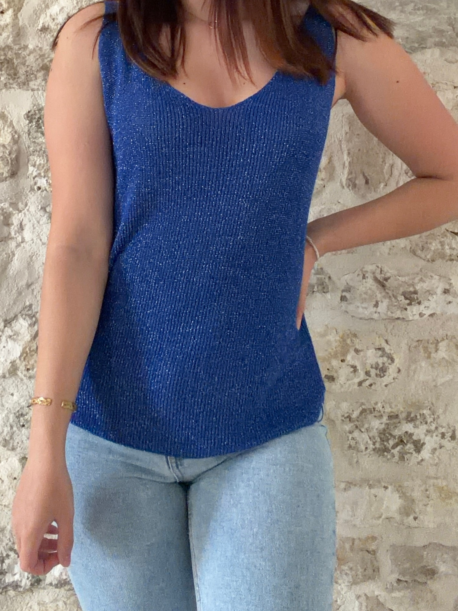 Débardeur à Pailettes - Bleu roi – Image 2