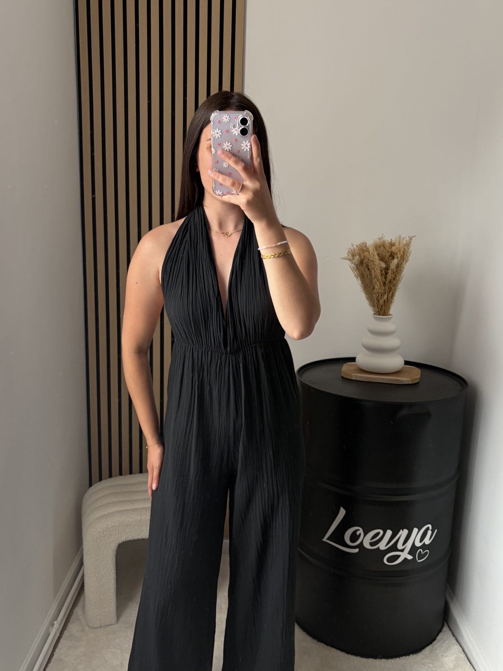 Combinaison gaze de coton - Noir