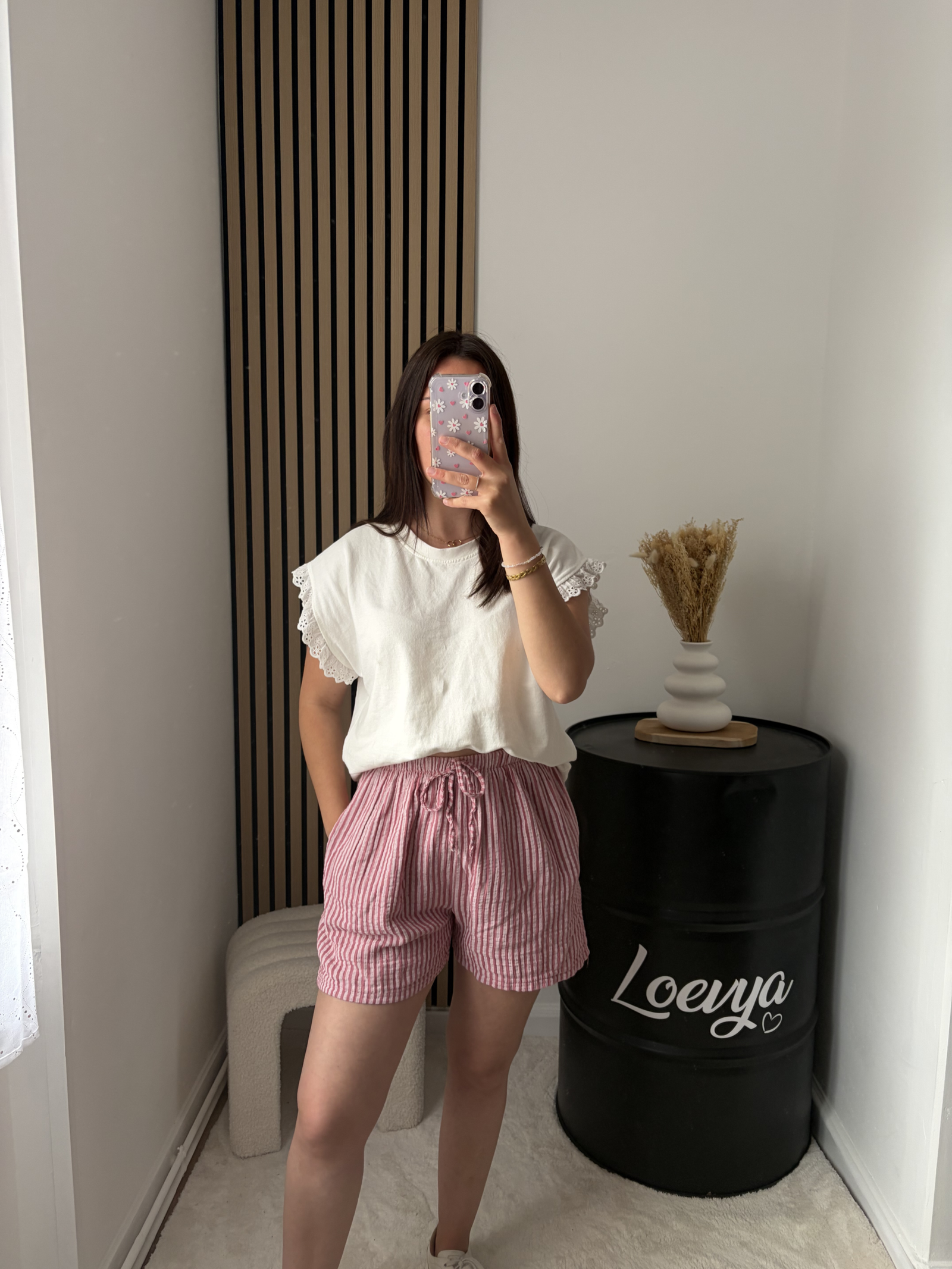 Short Rayé Rose