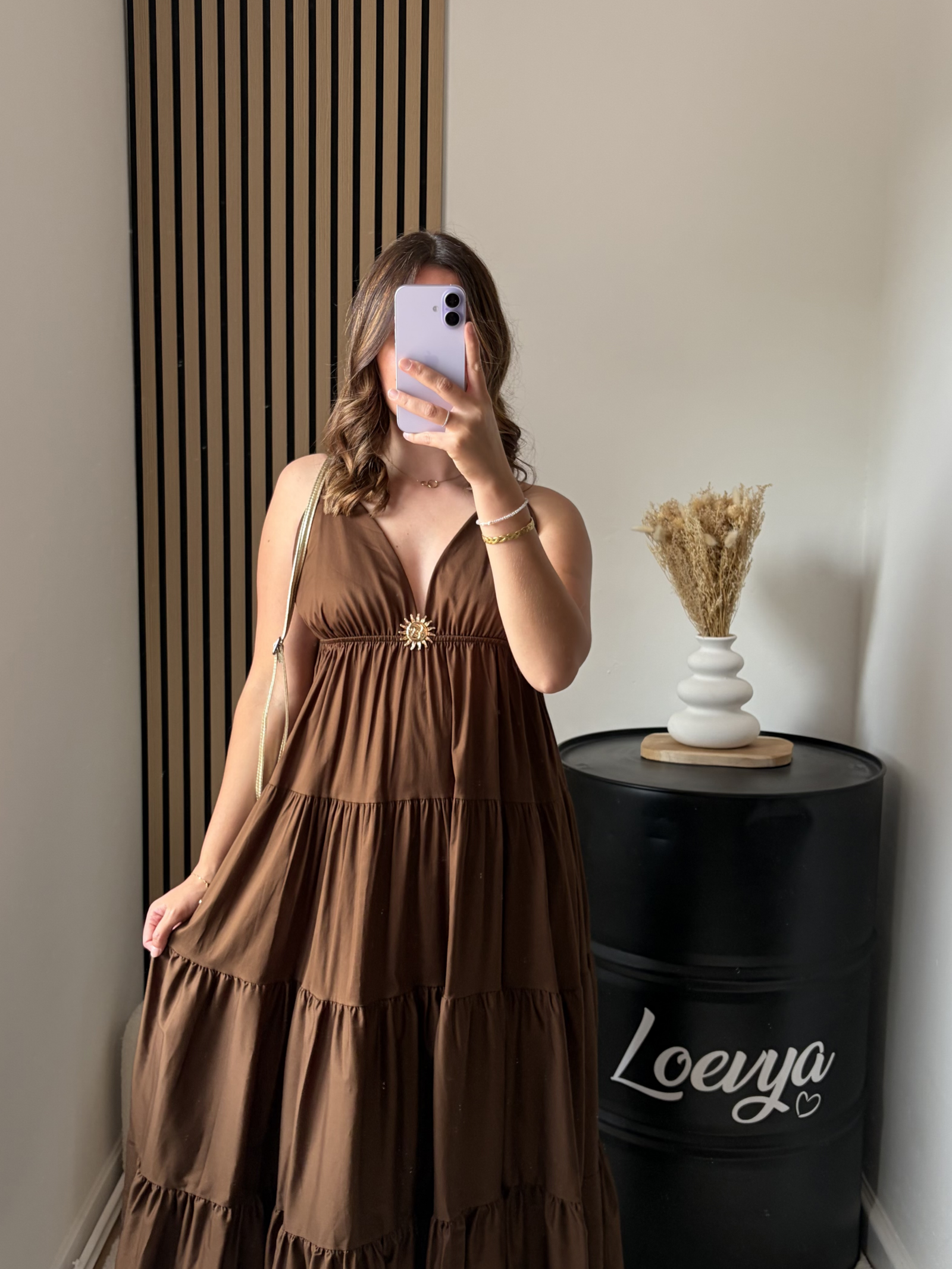 Robe Oria longue - Chocolat – Image 3