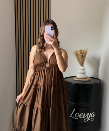 Robe Oria longue – Chocolat