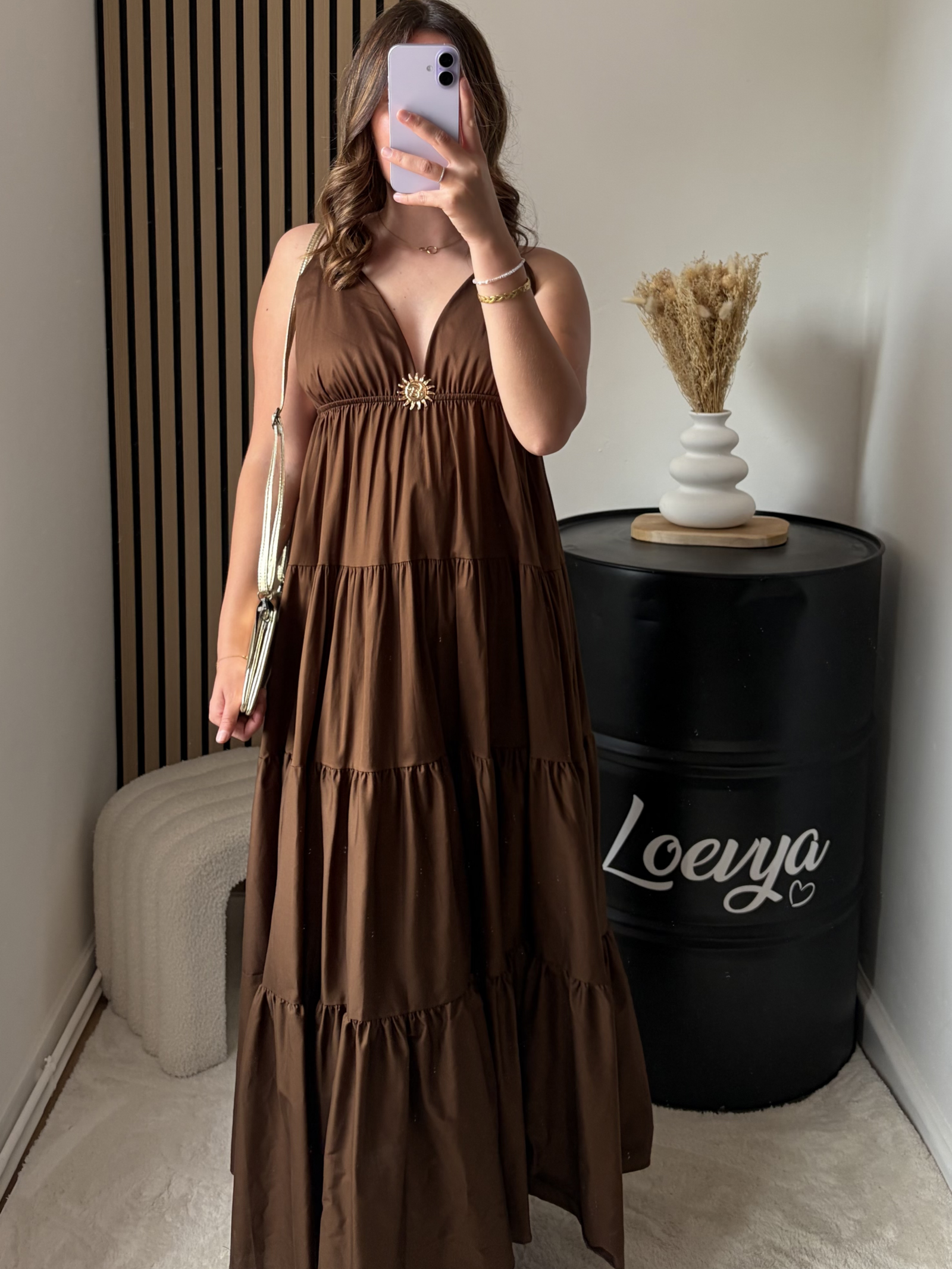 Robe Oria longue - Chocolat – Image 2