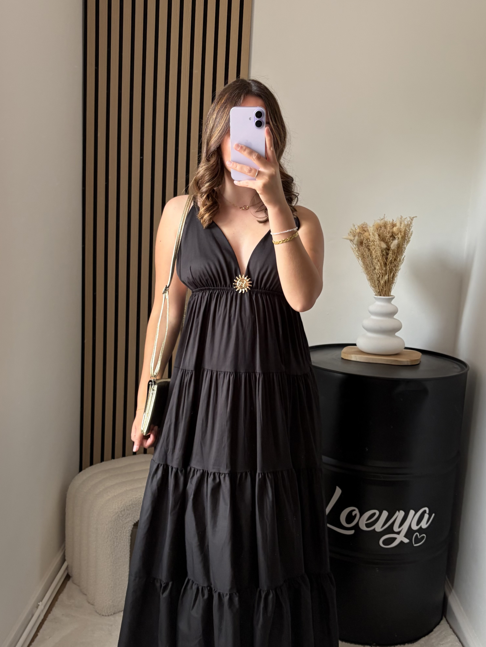 Robe Oria longue - Noir – Image 3