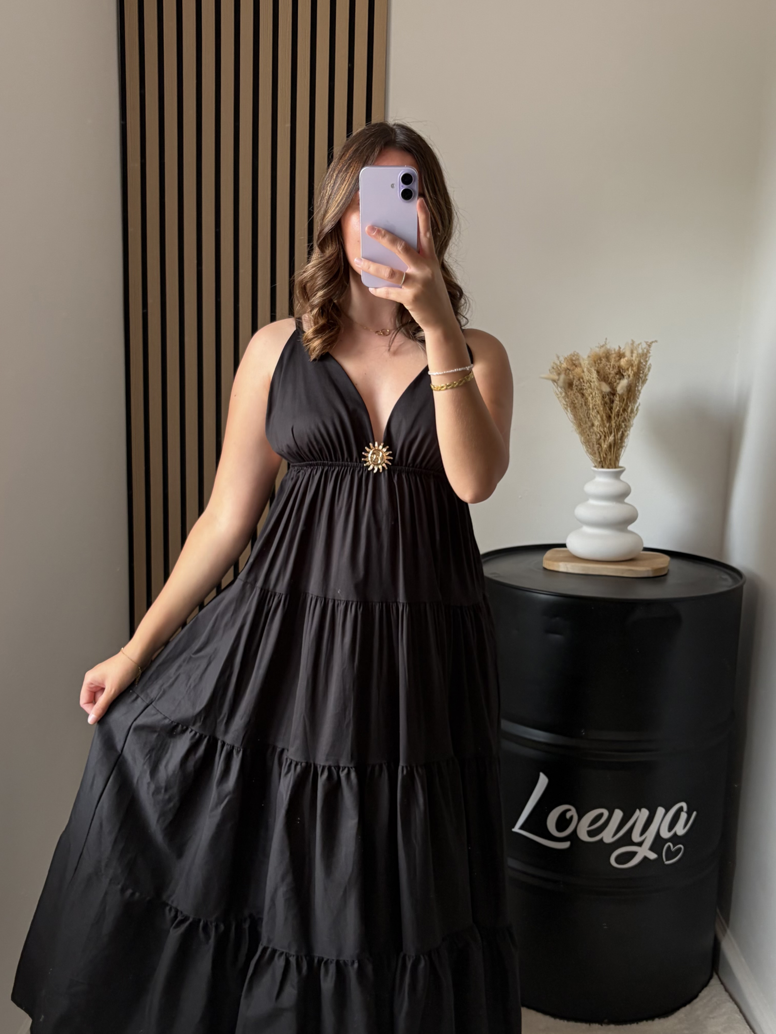 Robe Oria longue - Noir