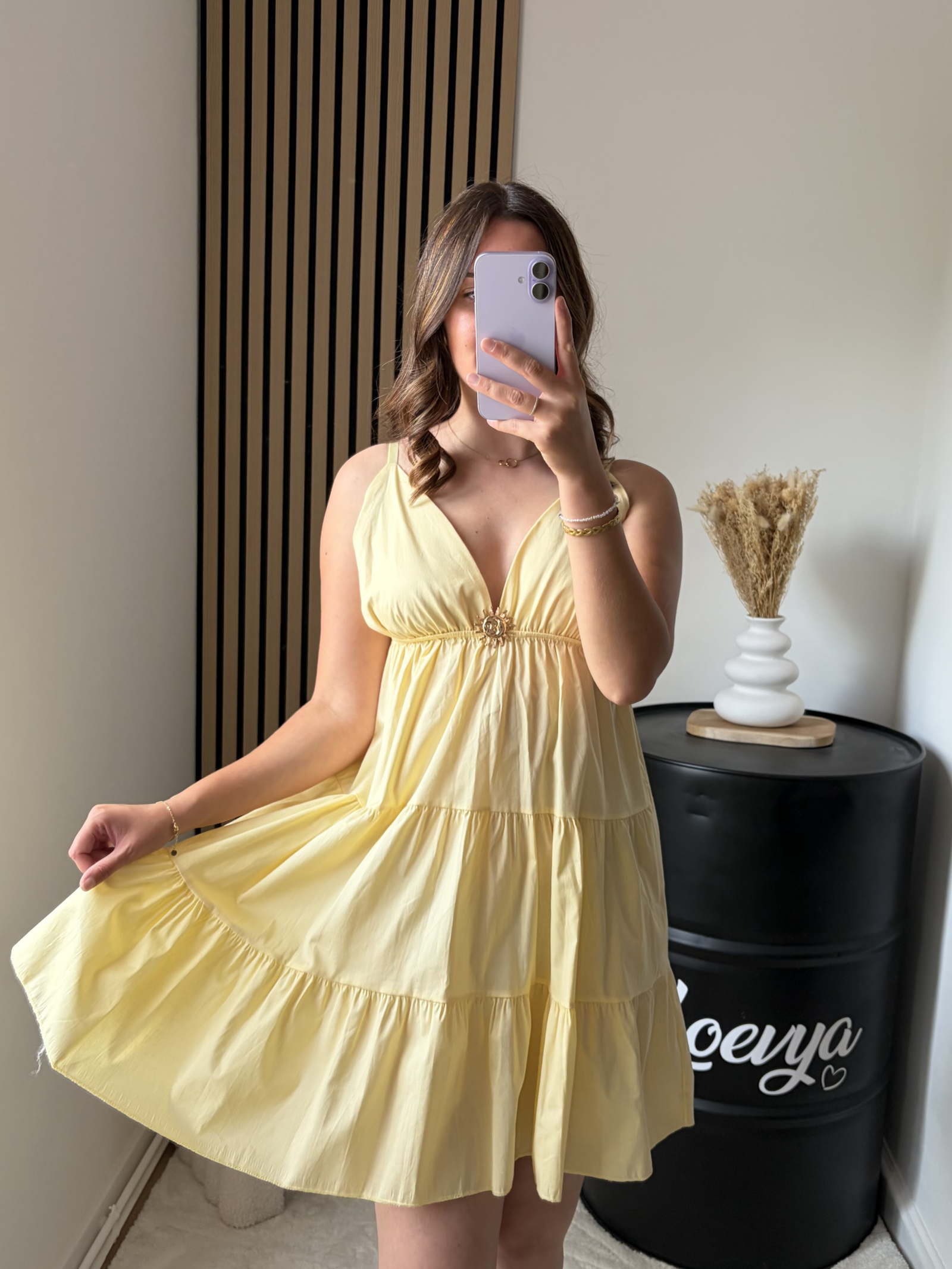 Robe Oria courte -Jaune – Image 2