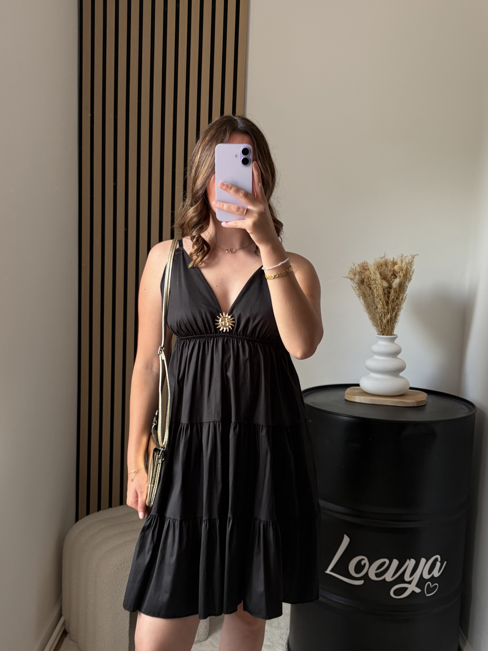Robe Oria courte - Noir