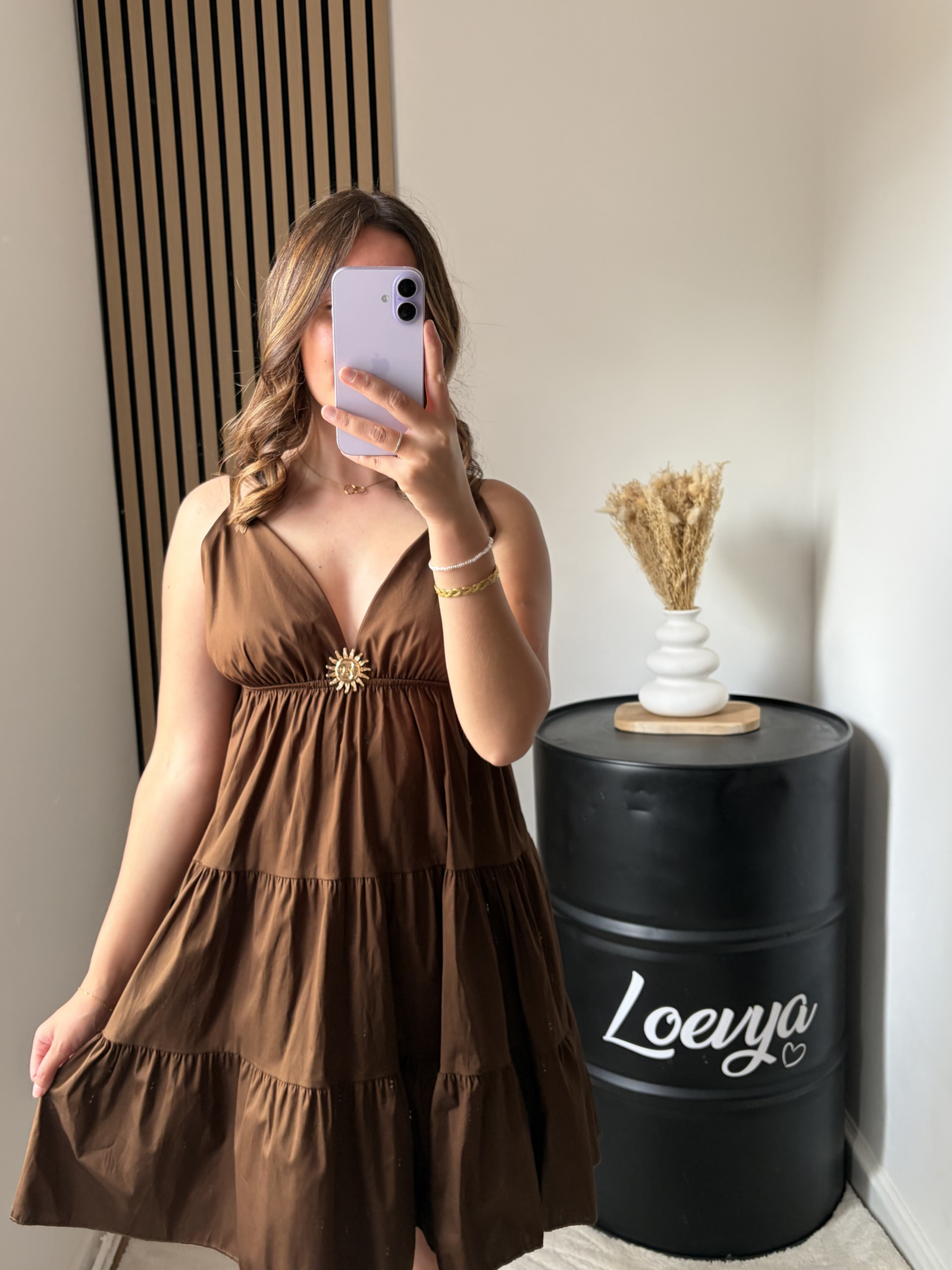 Robe Oria courte -Chocolat