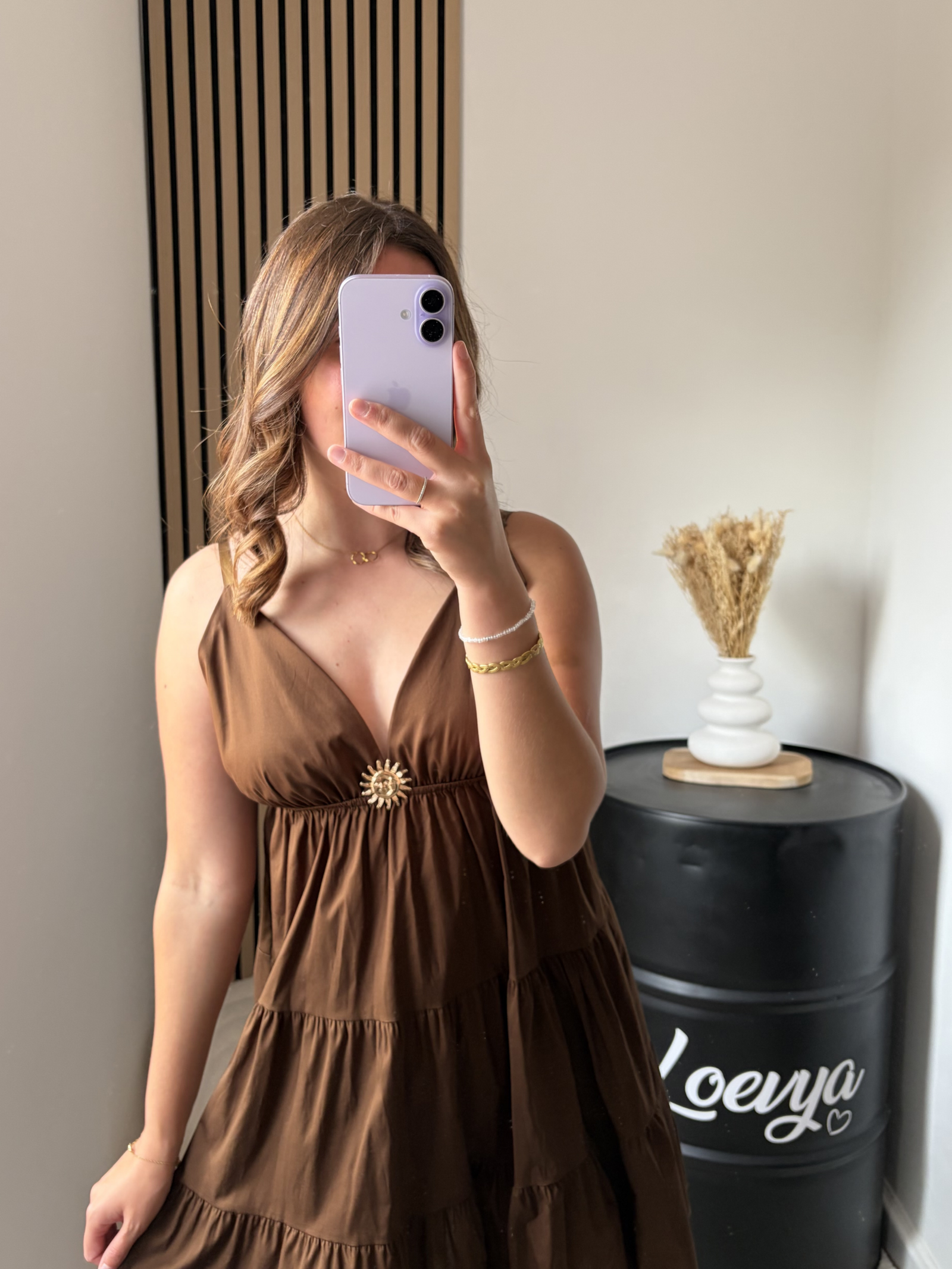 Robe Oria courte -Chocolat – Image 3