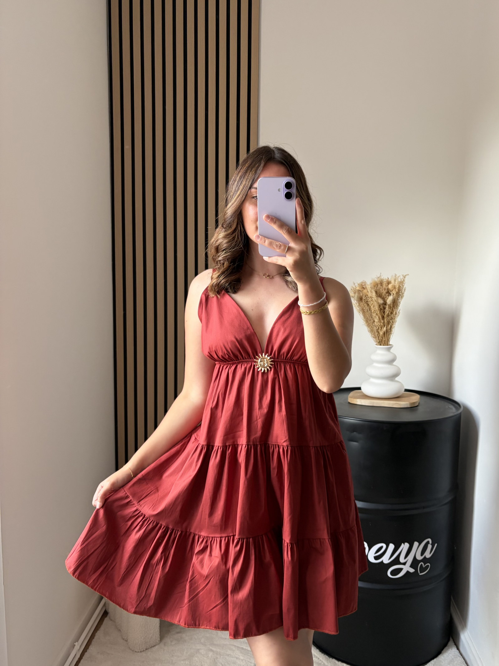 Robe Oria courte -Terracotta – Image 3