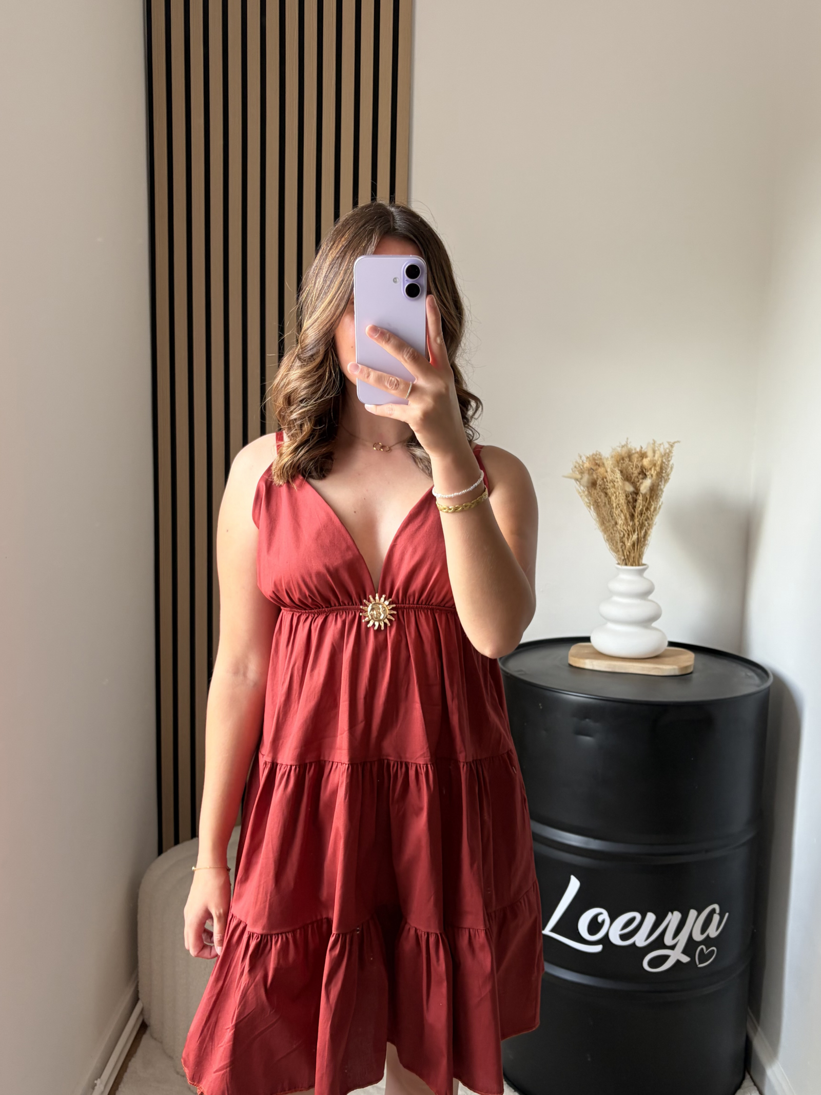 Robe Oria courte -Terracotta – Image 2