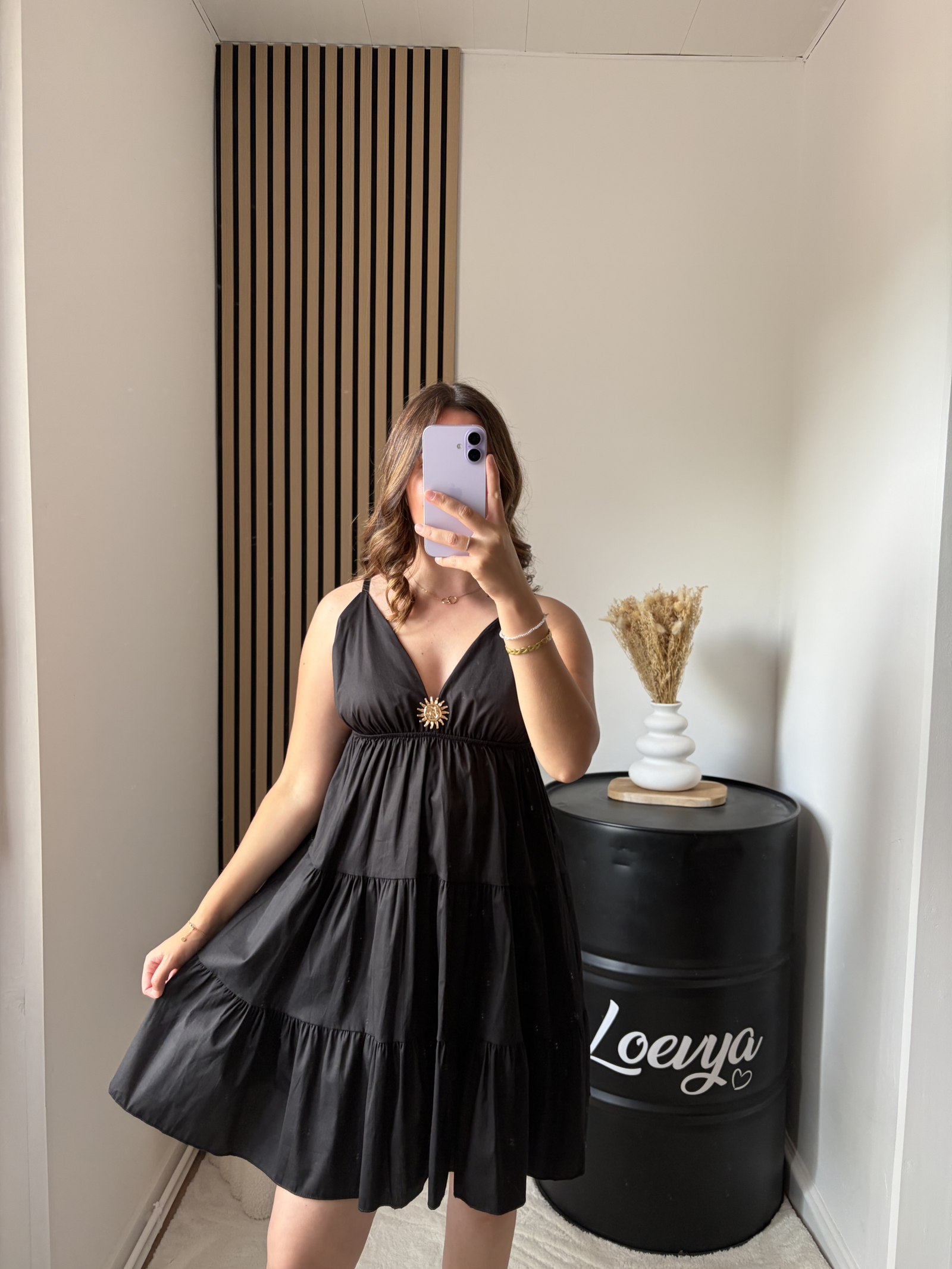 Robe Oria courte - Noir – Image 4