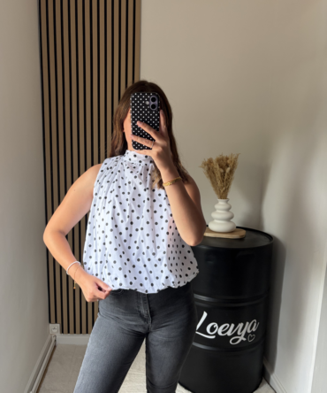 Blouse Audrey Pois blanche