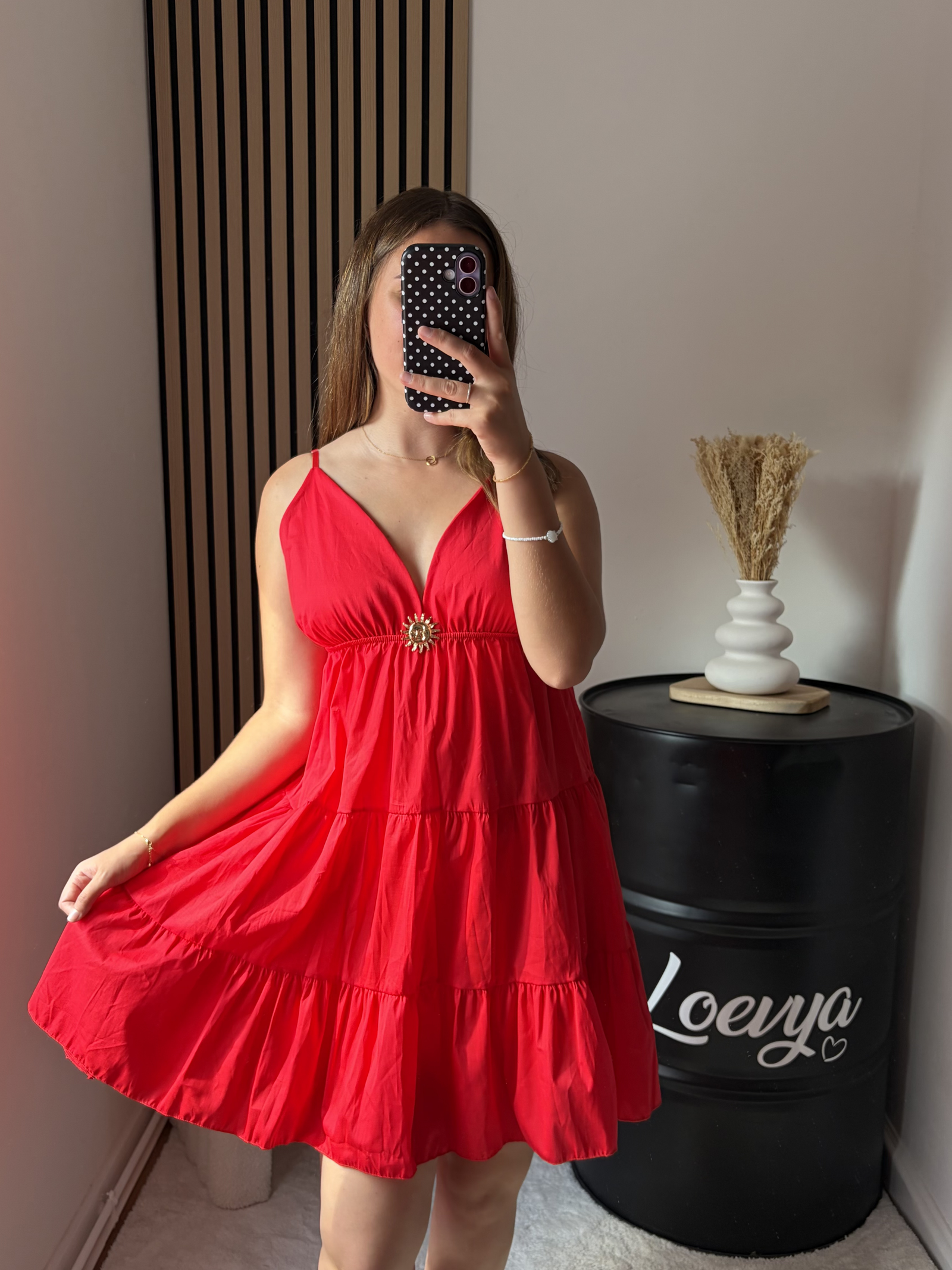Robe Oria courte - Rouge – Image 2