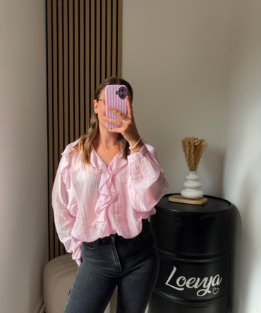 Blouse Volant -Rose