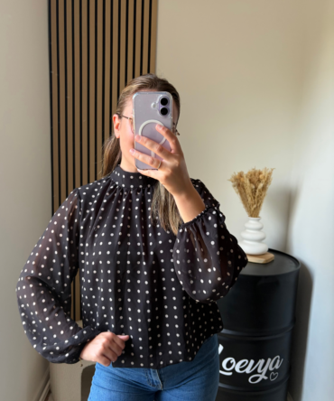Blouse à pois – Noir