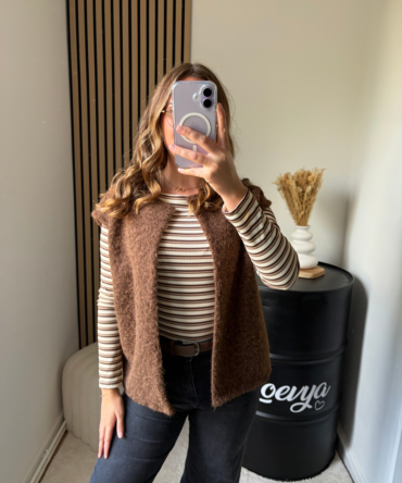 Gilet sans manches feutrine – Chocolat