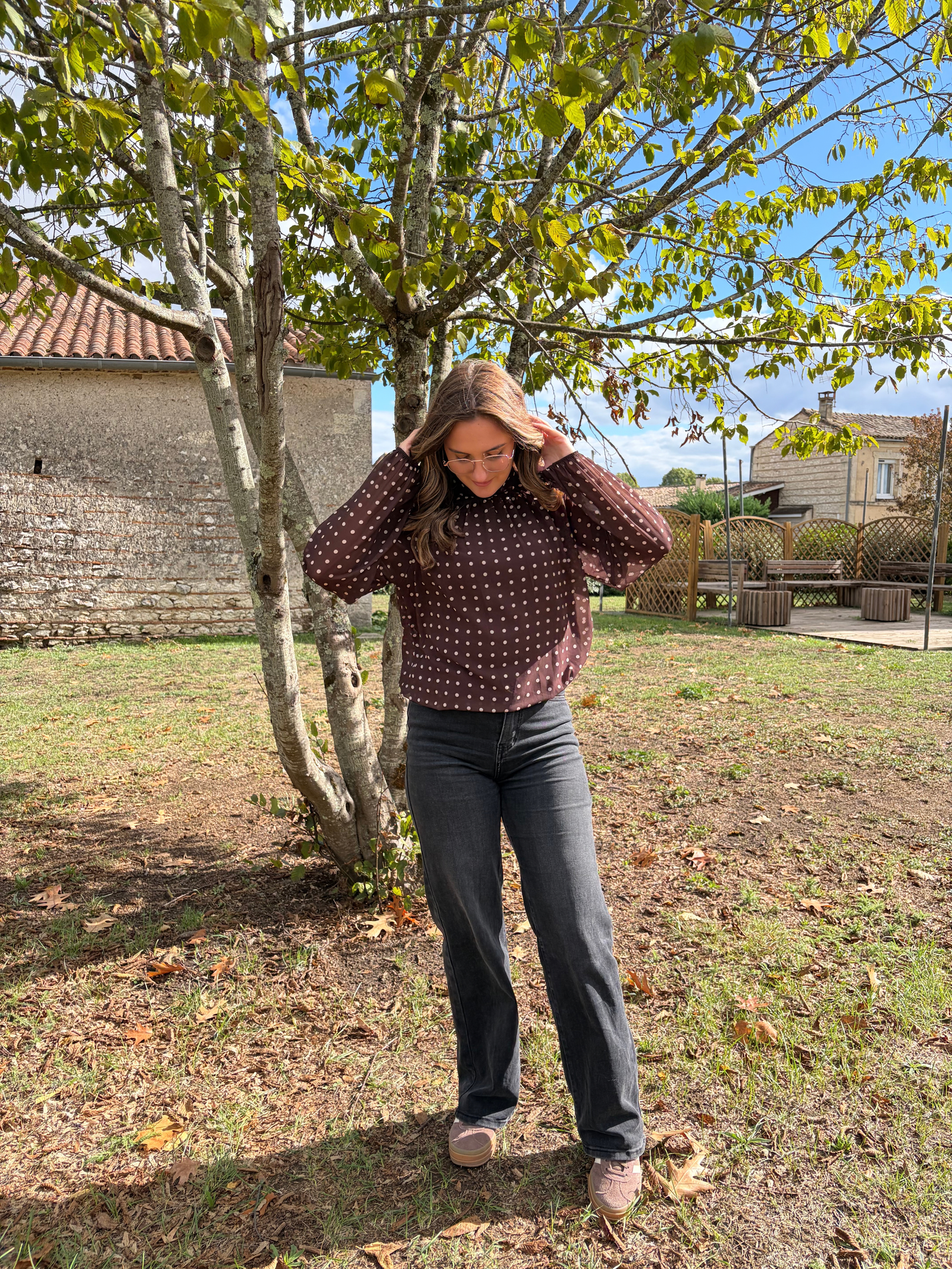 Blouse à pois - Chocolat – Image 3