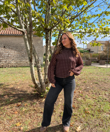 Blouse à pois – Chocolat